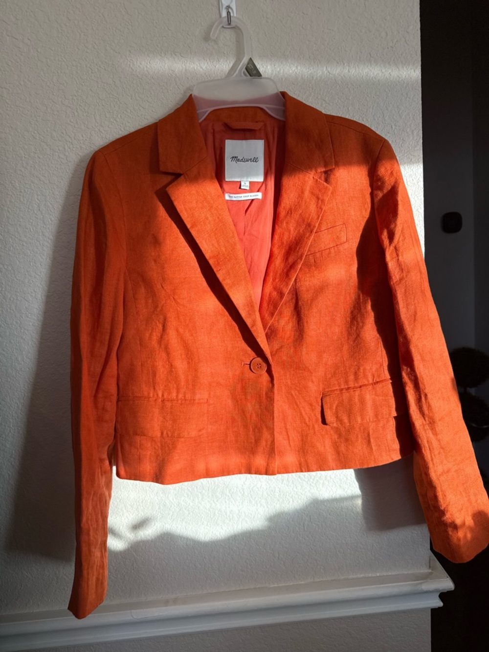 Women's Orange Cropped Blazer Jacket madewell medium - Picture 4 of 15